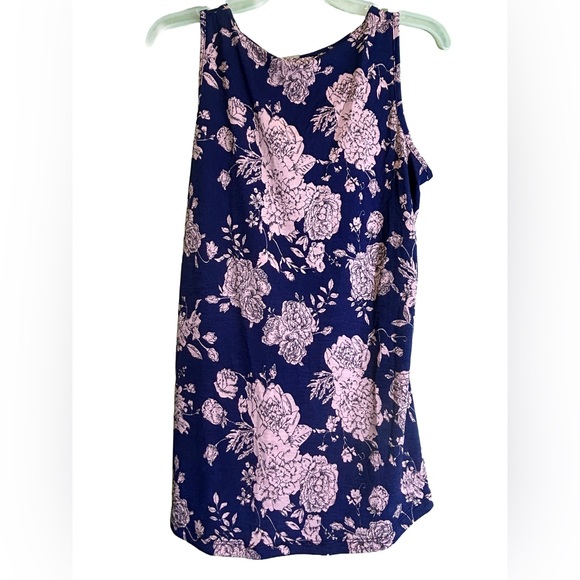 NWT Be Stage Navy Blue Pink Floral Sleeveless Top size small - Picture 3 of 6